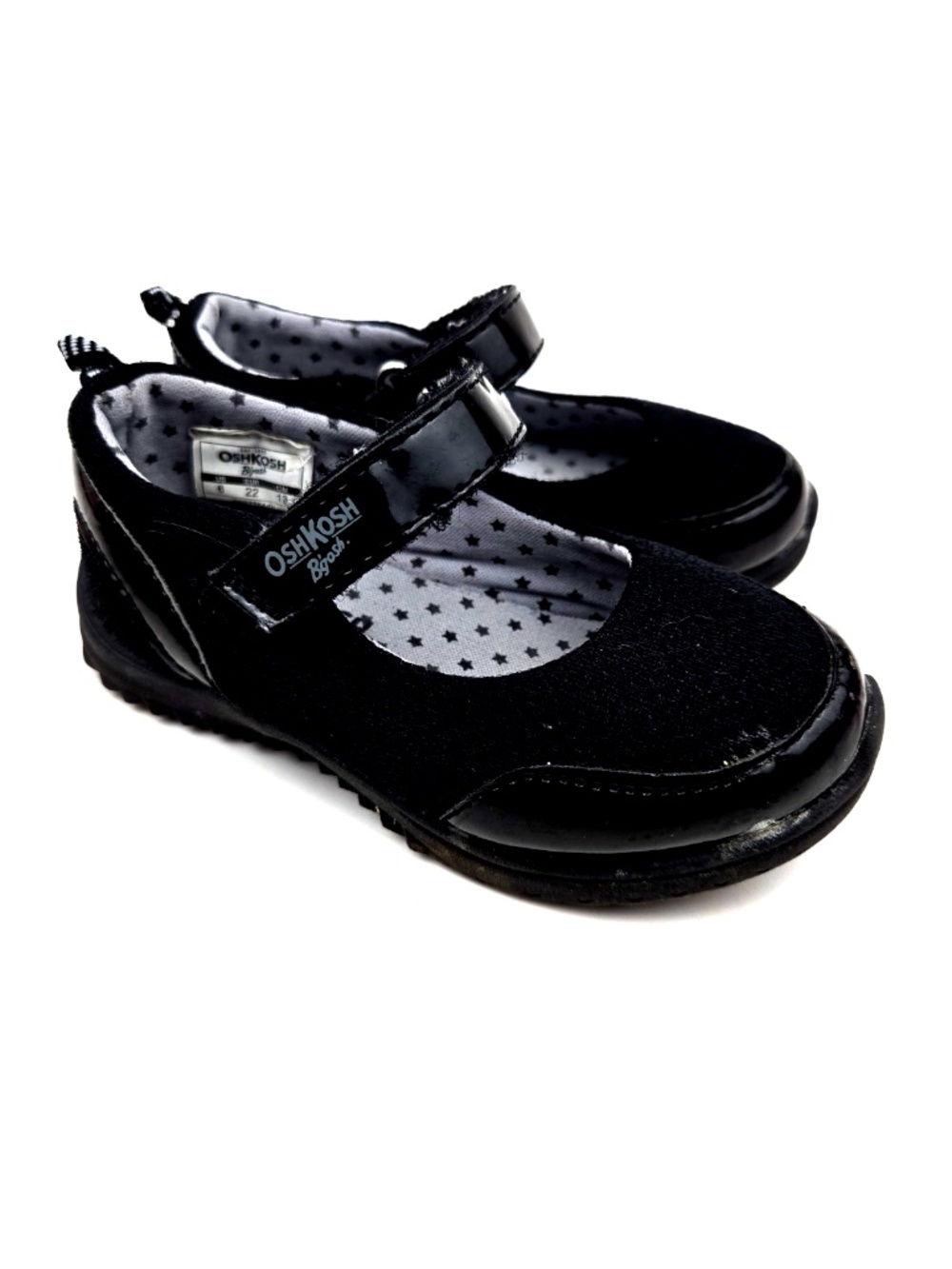 OshKosh B'Gosh Baby Shoes Size 6 Girls Black Odette Sporty Mary Jane Adjustable